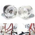 Cool Classic Led Vintage Bike Headlight Bicycle Retro Head Light Front Fog Lamp Abs Engineer Plastic Silver Black High Quality-Silver. 