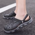 Qiken Summer Hollow out Shoes Men's Non-Slip Platform plus Size Slippers Bird's Nest Closed Toe Sandals Beach Shoes Half Slippers. 