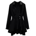 M-4XL Women's Shirt Lapel V Neck Long Sleeves Irregular Hem Plus Size Waist Tight Adjustable Belt Pullover Shirt Clothing. 