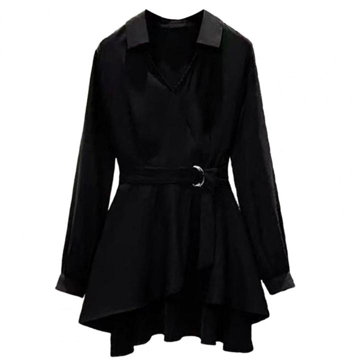 M-4XL%20Women's%20Shirt%20Lapel%20V%20Neck%20Long%20Sleeves%20Irregular%20Hem%20Plus%20Size%20Waist%20Tight%20Adjustable%20Belt%20Pullover%20Shirt%20Clothing%20-%20Image%207