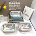 Stainless Steel Lunch Box Microwave Safe Heating Bowl with Lid Student Insulated Bento Box Set for Office Workers. 