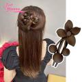 Muses Mall Large Hair Claw Clip Stylish Frosted Texture Hair Claw with Flower Decor Non-slip Matte Finish Hair Clip for Thick Thin Hair Large Back Head Hair Accessory Favorite Thick Hair Claw Clip. 