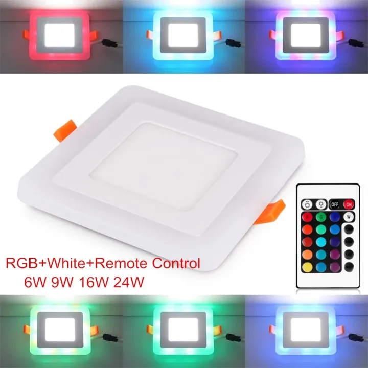 Round/Square Dimmable RGB LED Downlight + Remote Control 6w/9w/16w/24W ...