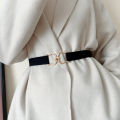 Wide Gold Metal Buckle Belt For Women Lady Retro Solid Color Elastic Skinny Waist Belts Simple Dress Shirt Decorative Waistband. 