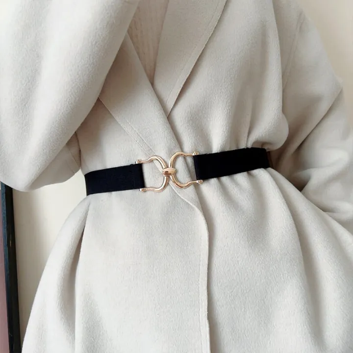 Wide%20Gold%20Metal%20Buckle%20Belt%20For%20Women%20Lady%20Retro%20Solid%20Color%20Elastic%20Skinny%20Waist%20Belts%20Simple%20Dress%20Shirt%20Decorative%20Waistband%20-%20Image%204