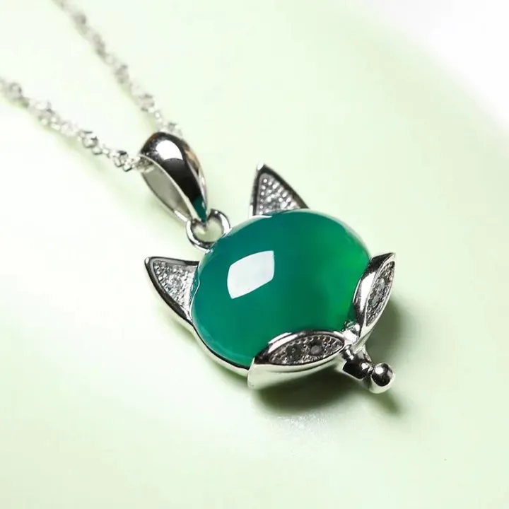 Natural%20Green%20Jade%20Fox%20Pendant%20Necklace%20925%20Silver%20Jadeite%20Chalcedony%20Amulet%20Fashion%20Charm%20Jewelry%20Gifts%20for%20Women%20Her%20-%20Image%202