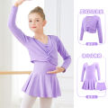 Children's Dancing Clothes Girls' Summer Short Sleeve Split Exercise Clothing Girls' Dancing Skirt Ballet Dance Dress Dancing Dress. 