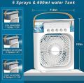 DRUMSTONE  Portable Humidifier Mini AC, Table Fan, Desk Fan with USB-Powered, 3 Speed Modes, Mist Function, 7 Colors LED Light, 1/2/3 H Timer Home,Travel. 