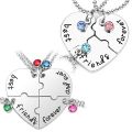 Best Friends Necklace 3/4 Piece set Heart Shaped Puzzle Pendants Women Alloy BFF Friendship Necklaces Chains Jewelry Choker Gift. 