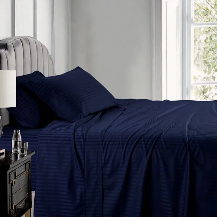 Pure%20Cotton%20Self%20Striped%20Bedsheets-%20Navy%20Blue%20-%20Image%202