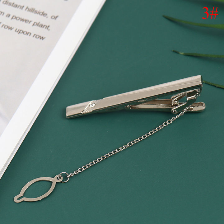 1Pc New Men Silver Necktie Tie Clip Stainless Steel Plain Clasp Bars Pins Clips