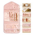 1Pc Roll Foldable Jewelry Case Travel Jewelry Organizer Portable For Journey Earrings Rings Necklaces Brooches Storage Bag Conbo. 