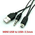 【VogueVenture】2 in 1 For Bluetooth Player Portable Speaker USB Cable Jack 3.5mm AUX Cable USB Male Mini USB 5 Pin Charge Data lines. 