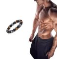 Men Steel Hard Triple Infrared Bracelet,Lymphatic Drainage Black Obsidian Bracelet,Anti-Swelling Black Obsidian Anklet,LONGLUAN Magnetic Therapy Bracelet,Bring Luck and Success. 
