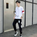Boys Suit Trendy Handsome Loose Korean Style Short Sleeve T T-shirt Summer New Fashion Brand Gym Clothes Set Matching. 