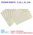 White Paper Sticker Size Label  S, M, L, XL, 2XL, 3XL Dress Size Classification Sticker Garment Self-adhesive Factory Clothes Sales Specification Label Garment Clothes Accessories, 1.3cm Diameters, 55 Sheets per Lot. 