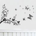 Black Floral Butterfly Flower DIY Vine Wall Sticker Art Decor Mural Room Decal. 