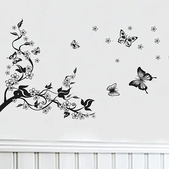 Black%20Floral%20Butterfly%20Flower%20DIY%20Vine%20Wall%20Sticker%20Art%20Decor%20Mural%20Room%20Decal%20-%20Image%203