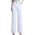 Office Trousers Pockets Office Lady Straight Wide Leg Trousers. 
