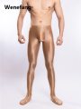 Wenefang Men Oil Glossy Shiny Tights Pencil Pants Sheer See Through Unisex Portable Elastic Yoga Leggings Stain Smooth Full Pants Candy Color. 