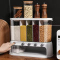 Wall-Mounted Dry Food Dispenser 6-Grid Cereal Dispensers Food Storage Container Kitchen Storage Tank for Cereal, Rice, Candy, Coffee Bean, Snack, Grain. 