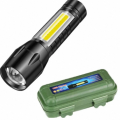 XPE COB LED Flashlight Adjustable Focus Camping Torch Pen Clip Light Rechargeable Mini COB LED Flashlight Torch With Adjustable Focus Plastic & Met. 