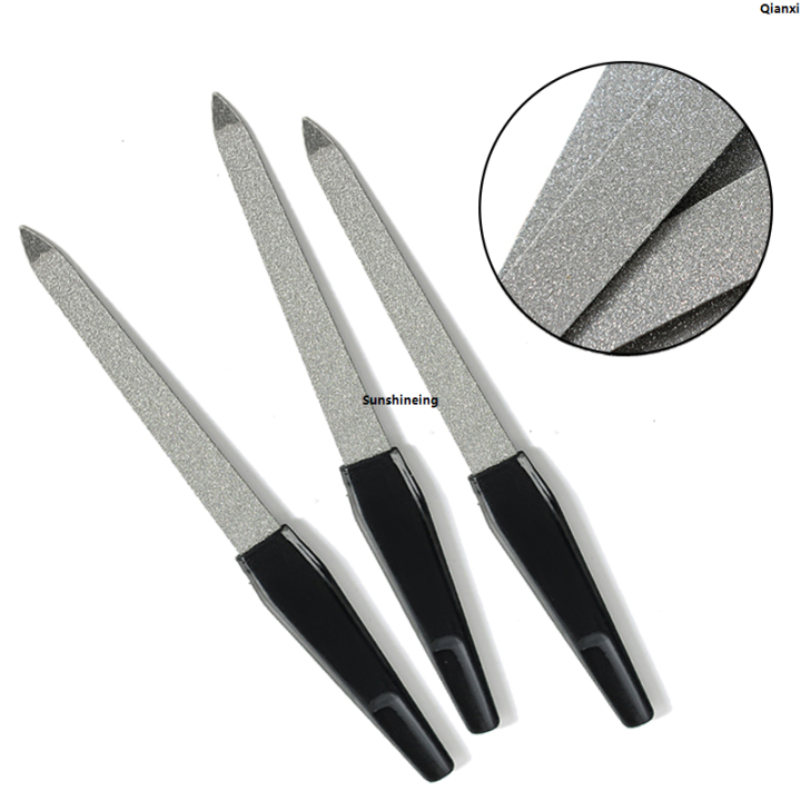 Nail and foot care tools, strong and sharp metal double-sided nail file Qianxi fashion, 5-piece set file, black handle, polishing nail file.