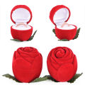 Red Rose Flower Velvet Jewelry Storage Box Engagement Ring Display Case Holder Hot Sale. 