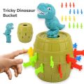 2-4 Players Darts Dinosaur Barrel Children Toy Gift Jumping Dinosaur Buckets Stab Pop Up Toys Home Entertainment Boy Girl Gift. 
