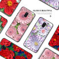 【IN Stock】Phone Case For Samsung Galaxy A8 2018 A8 Plus 2018 A9 2018 A530 A730 Phone Casing Creative Tempered Glass Casing Luxury INS Flowers Design Shockproof Glossy Case Tempered Glass Back Cover Casing. 