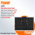 PowMr 40W Solar Panel Flexible Monocrystalline Solar Cell DIY Cable Outdoor Car RV Waterproof Rechargeable Power System. 