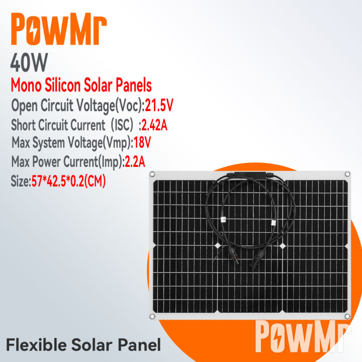 PowMr%2040W%20Solar%20Panel%20Flexible%20Monocrystalline%20Solar%20Cell%20DIY%20Cable%20Outdoor%20Car%20RV%20Waterproof%20Rechargeable%20Power%20System%20-%20Image%202