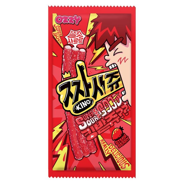 OZZY SUPER SOUR JELLY STRAWS STRAWBERRY 45GM.  KOREAN JELLY STRAW