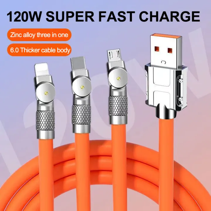 BlueWow%20The%20New%203%20In%201%20180%20Degree%20Rotating%20Head%20120W%206A%201.2m%20Data%20Line%20Super%20Charging%20for%20Xiaomi%20Huawei%20Iphone%20USB%20Metal%20Cable%20-%20Image%203