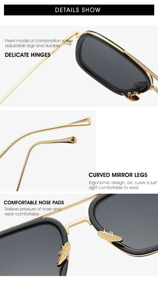 Iron Man Tony Stark Sunglasses Square Sunglasses Luxury Brand