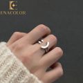 Enacolor Simle Face Flower Titanium Steel Opening Ring for Women Student Gifts Cute Accessories. 