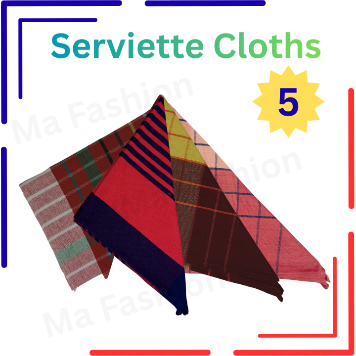 5 in one Cotton  Serviette/ Cotton Square Towel /Handkerchief /Kitchen  Napkin /Serviat Cloth/Dining towel/duster/Table wiper/colour Serviette