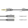3.5mm Audio Splitter Cable 1 Male to 2 Female Headphone Microphone Adapter Copper 26cm. 