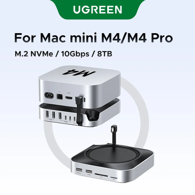 UGREEN Dock & Stand for Mac mini M4/ M4 Pro with NVMe SSD Enclosure, 3 ...