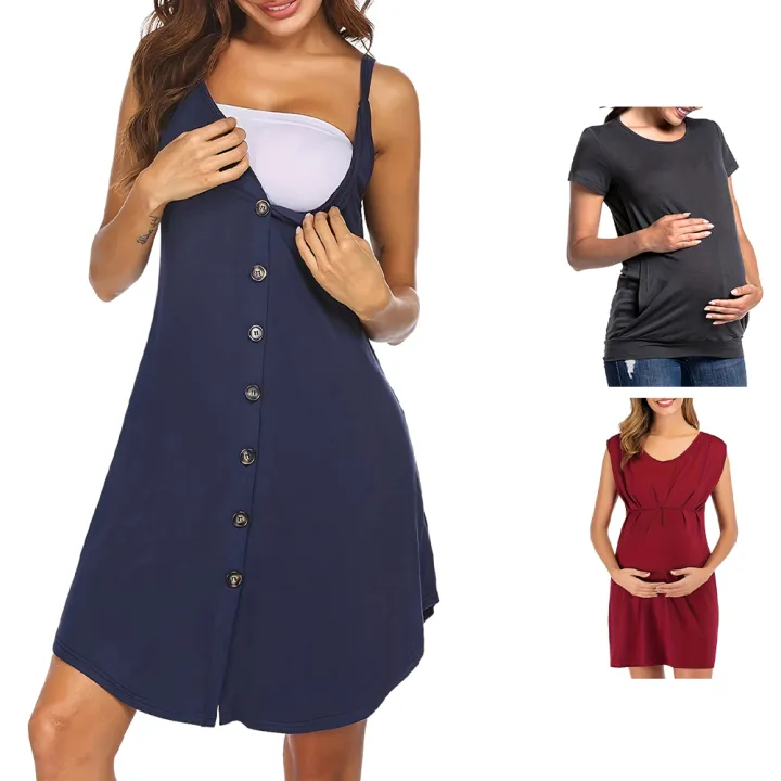Yfashion%20Women's%20Sleeveless%20Maternity%20Dress%20Nursing%20Breastfeeding%20Solid%20Color%20Dresses%20Breathable%20Loose%20Casual%20Dress%20-%20Image%202