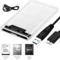 2.5 inch Transparent HDD SSD Enclosure Caddy Case SATA III to USB 3.0 Hard Disk Enclosure Support 2TB Mobile External HDD for Laptop PC. 