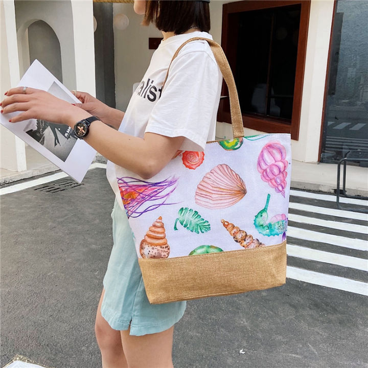 Fashion%20Folding%20Women%20Big%20Size%20Handbag%20Tote%20Ladies%20Casual%20Flower%20Printing%20Canvas%20Graffiti%20Shoulder%20Bag%20Beach%20Bolsa%20Feminina%20-%20Image%203