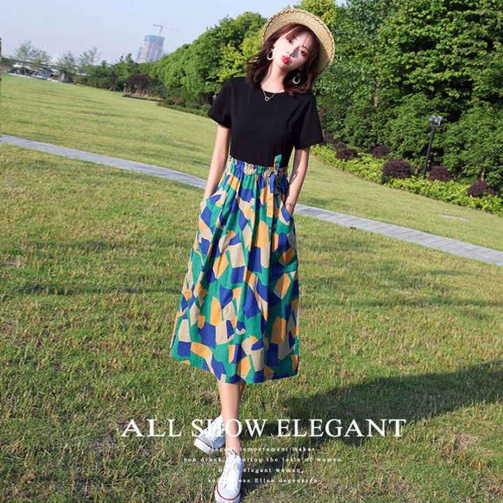 Women's%20Summer%20Dress2023New%20Korean%20Style%20Trendy%20Stitching%20Two-Piece%20Waist%20Slimming%20Mid-Length%20Temperament%20Dress%20-%20Image%208