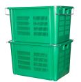 Food Grade Jumbo Plastic Crate (Meshed) And Metal Handle with 116 LTR Storage Capacity and 60 Kg Loading Capacity For Agricultural and Domestic Usage - Size  700 (L) X 490 (B) X 420 (H). 