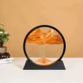 Sea Sand  Frame Moving Sand Art Picture 3D Dynamic Round Glass Relaxing Home Office Work Decor Deep. 