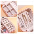 PU Leather Organizer For Jewelry Portable Jewelry Box Travel Ring box Zipper. 