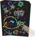 Drawing Book 10 Pages Rainbow Scratch Paper Notes Scratch Art Activity Books - Scratch Magic Doodle Note Pad for Kids Arts and Crafts Perfect Travel Activity. 