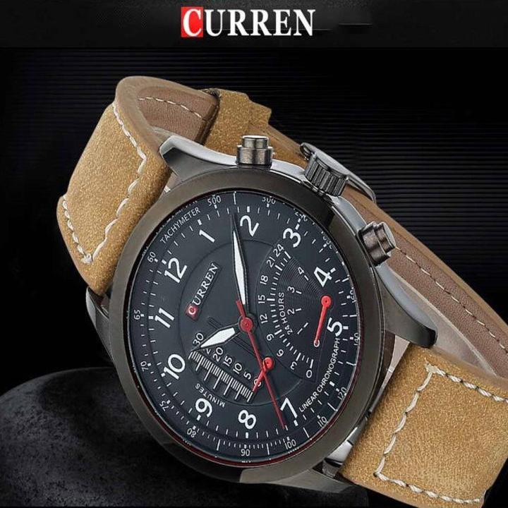Curren Watch Luxury Fashionable Design Leather Band Quartz Analog Wrist ...