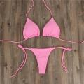 Adjustable Bikini swimsuit Quick-dry Split swimsuit Solid color Two-piece bikini Lace-up design Three-point Lace-up bikini for. 
