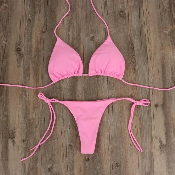 Adjustable%20Bikini%20swimsuit%20Quick-dry%20Split%20swimsuit%20Solid%20color%20Two-piece%20bikini%20Lace-up%20design%20Three-point%20Lace-up%20bikini%20for%20-%20Image%204